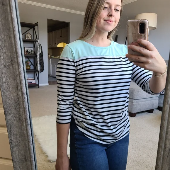 Croft & Barrow 3/4 Sleeve Striped T-shirt - Picture 3 of 15
